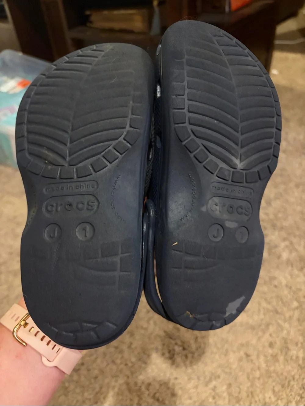 CROCS Kids Navy Blue Classic Clog with Heel Strap